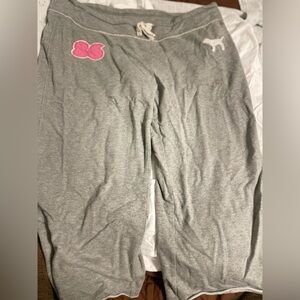 PINK Victoria's Secret Gray capri Sweatpants with Pink Stitching Size Large Y2K